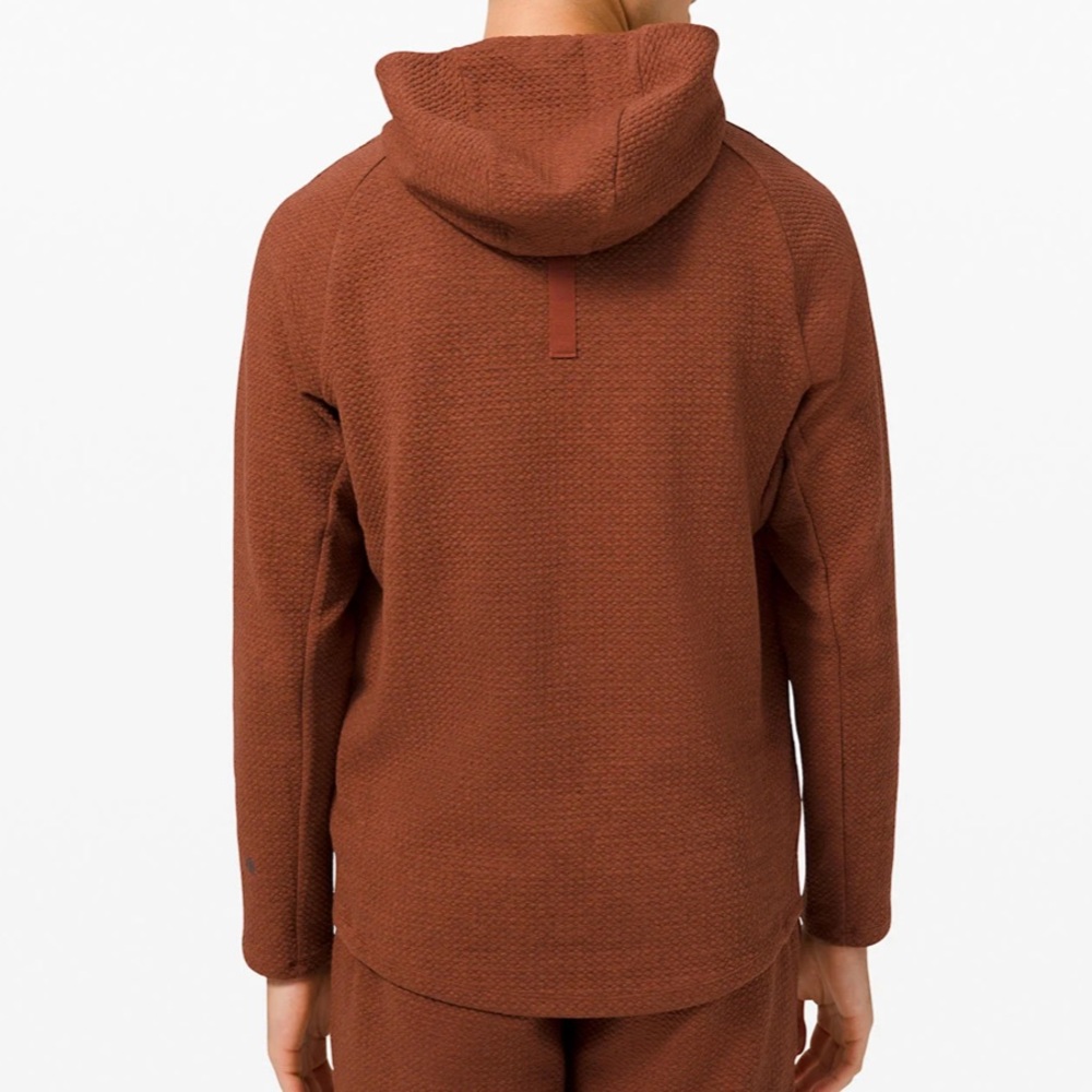 Lululemon At Ease burnt orange hoodie with two front pouch zip pockets - Picture 3 of 13